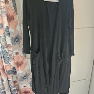 LuLaRoe Sarah Black Knit Duster, Size Large